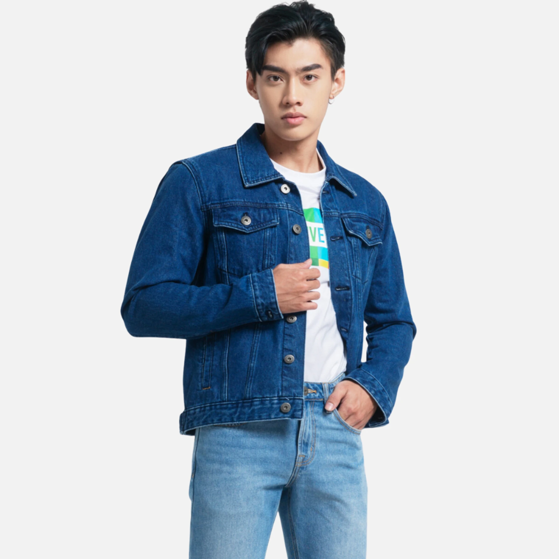 Áo khoác Jeans nam dáng rộng - 121MD4044B1950