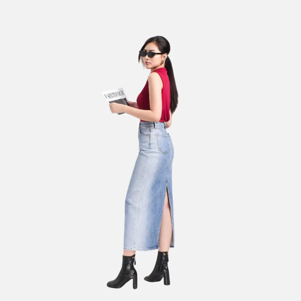 Gonna Jeans Lungo con Spacco Laterale - 223WD1115F5950