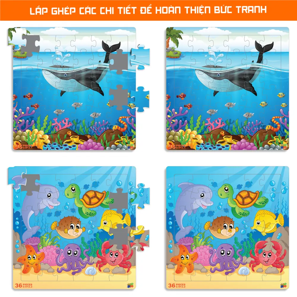 Set of 2 Jigsaw Puzzles (36 Pieces) 23x23cm