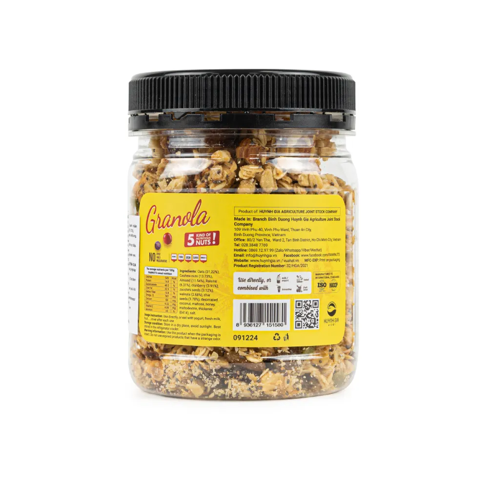 GRANOLA FAMINUTS DINH DƯỠNG – HŨ NHỰA 280G