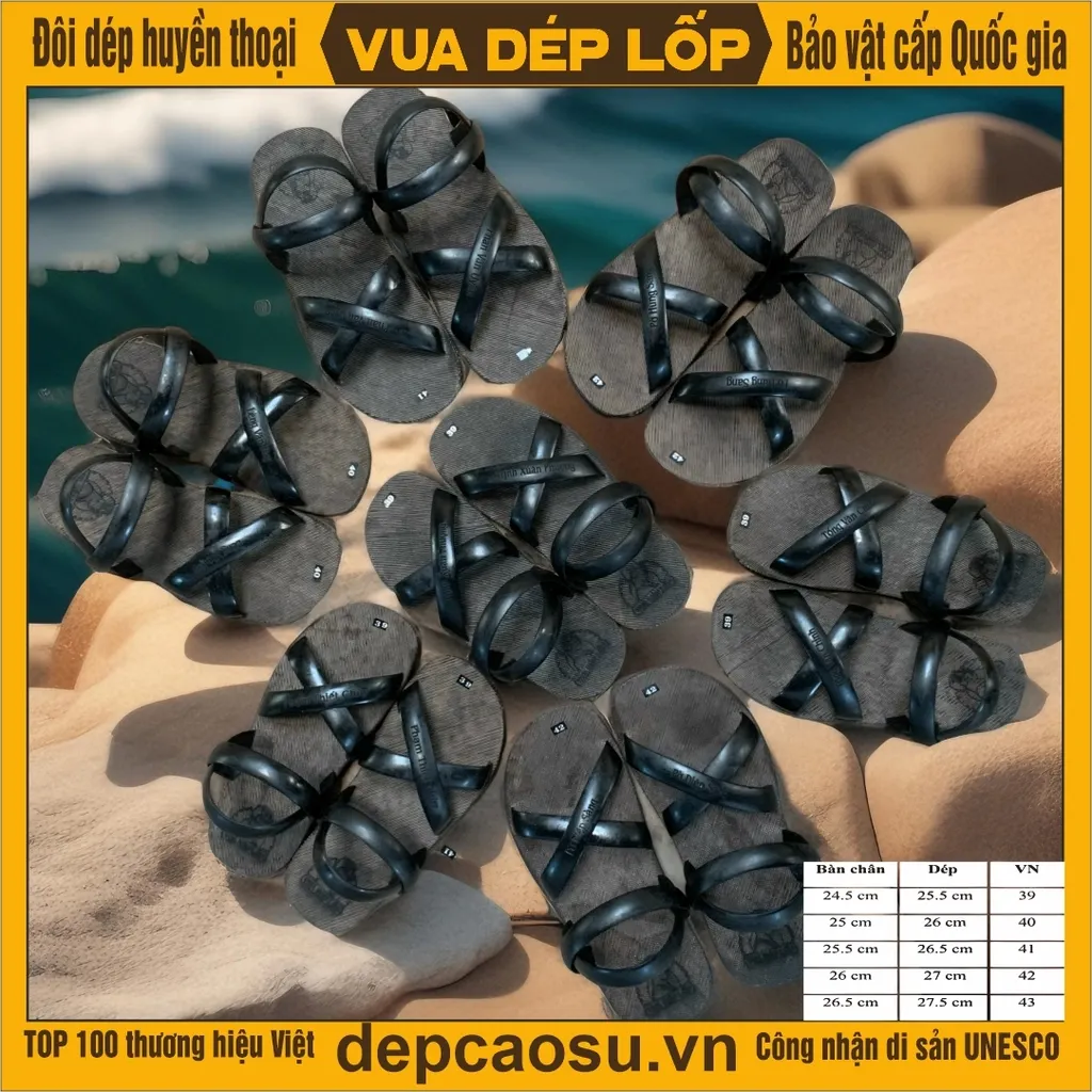 Dép cao su lốp Máy bay bố vải mài