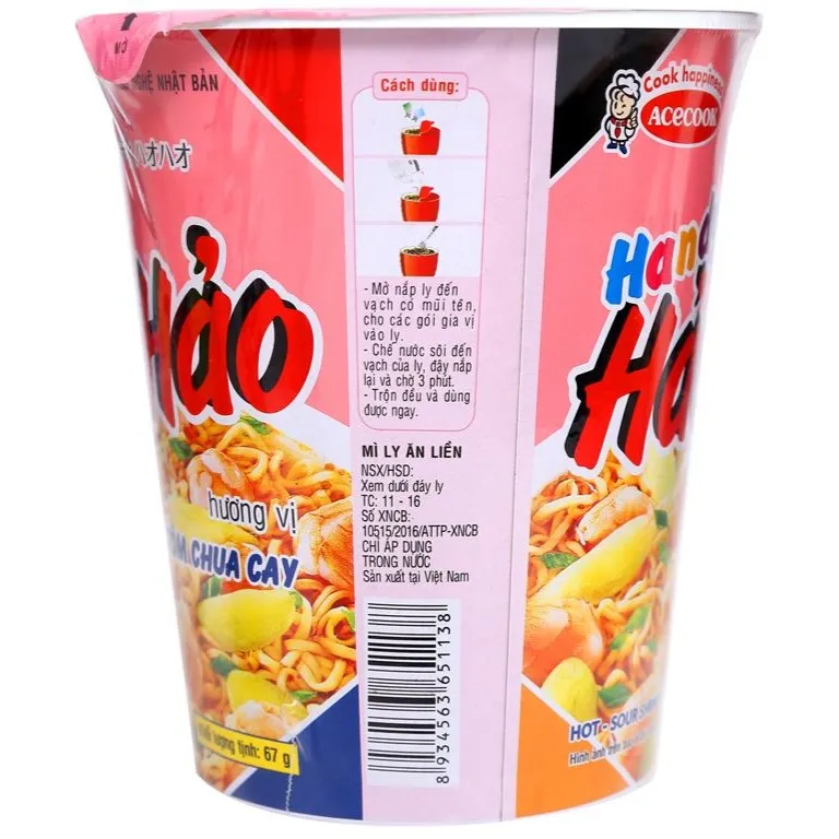 Fideos en Vaso con Sabor a Camarones Picantes y Agridulces Handy Hao Hao