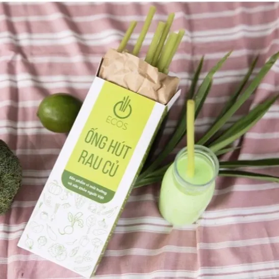 ECOS vegetable straws, pandan green color