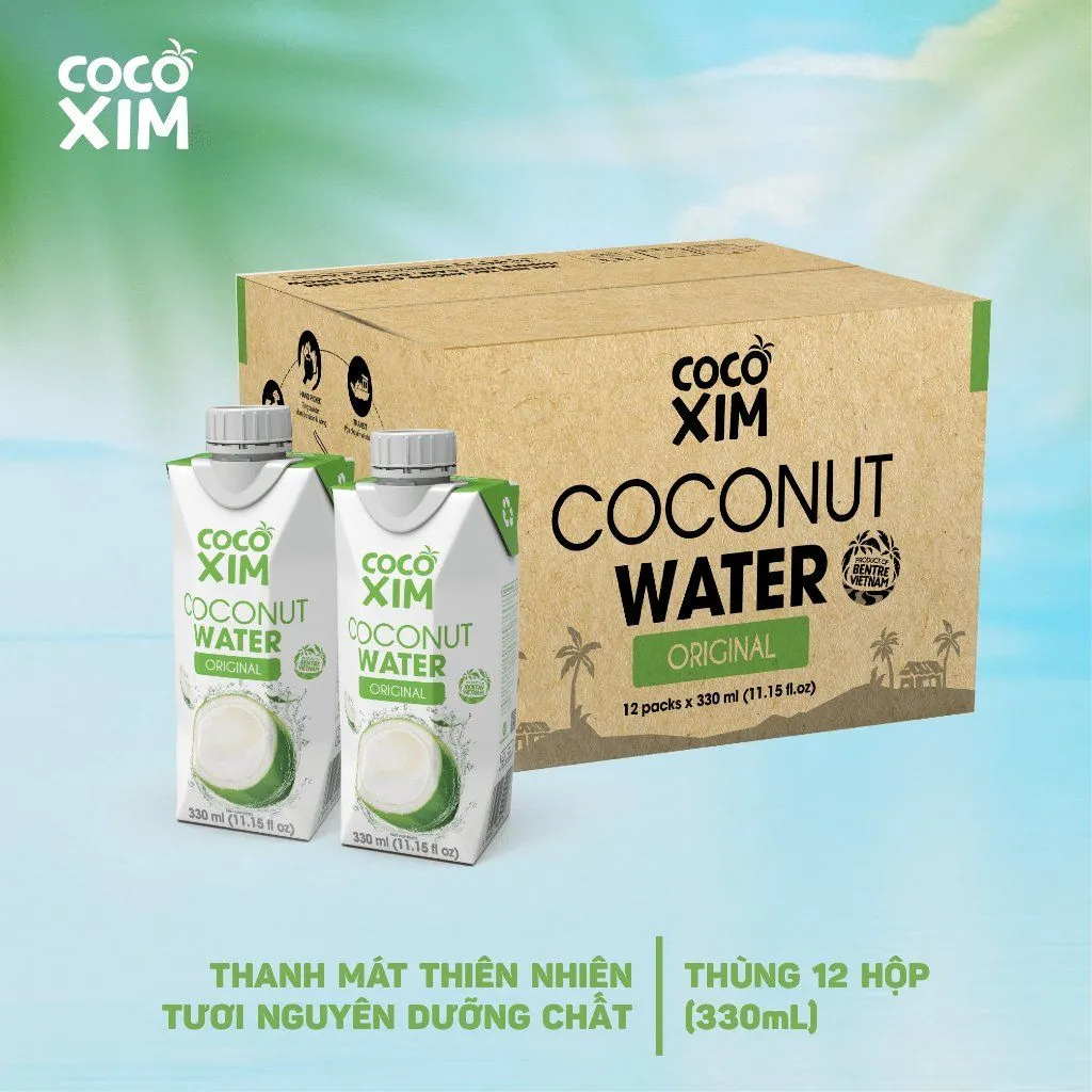 Acqua di cocco in scatola Cocoxim Verde - Cartone da 12 Scatole da 330ml