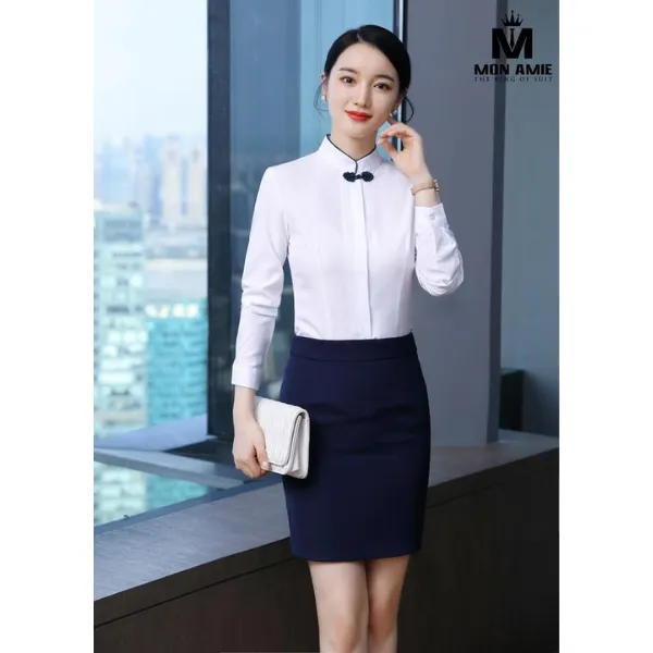 独特中式盘扣白色衬衫