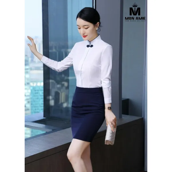 独特中式盘扣白色衬衫