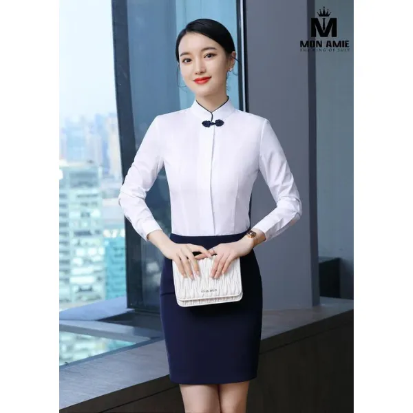 独特中式盘扣白色衬衫