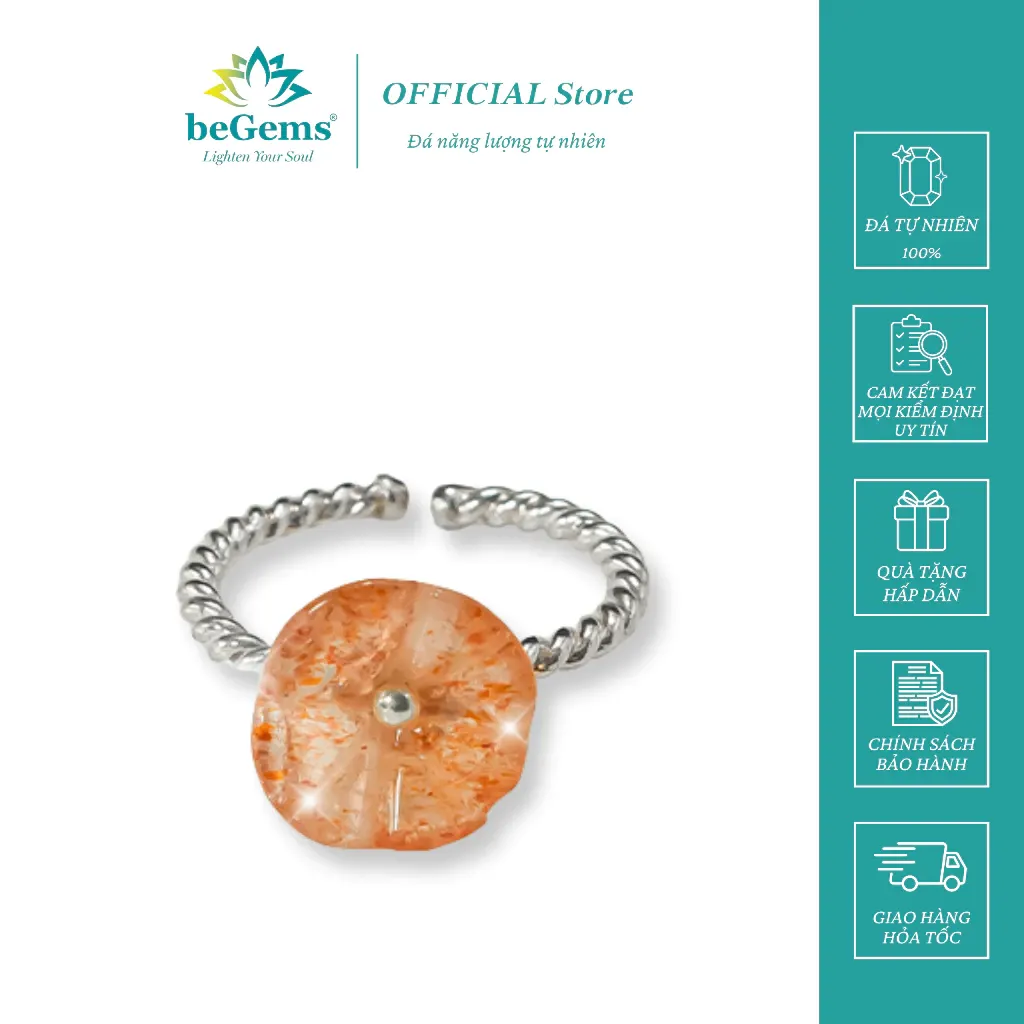 Bague en argent avec pierre naturelle beGems NHM00 motif fleur de prunier